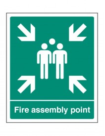Fire assembly point safety sign Self Adhesive Vinyl - 2 Sizes 